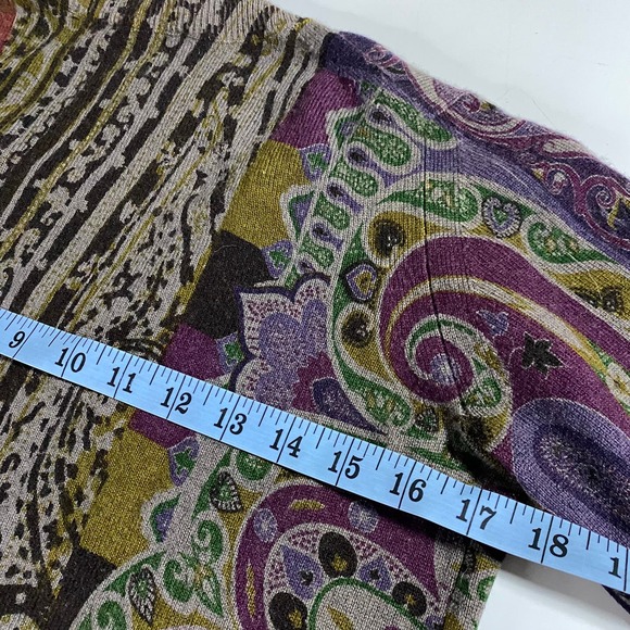 Etro Wool Cashmere AOP V Neck Sweater Women's 40 Small BOHO Cottage Core - Picture 7 of 9